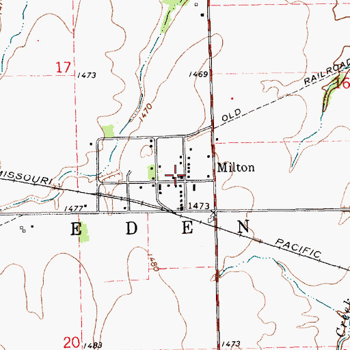 Topographic Map of Milton Baptist Church, KS