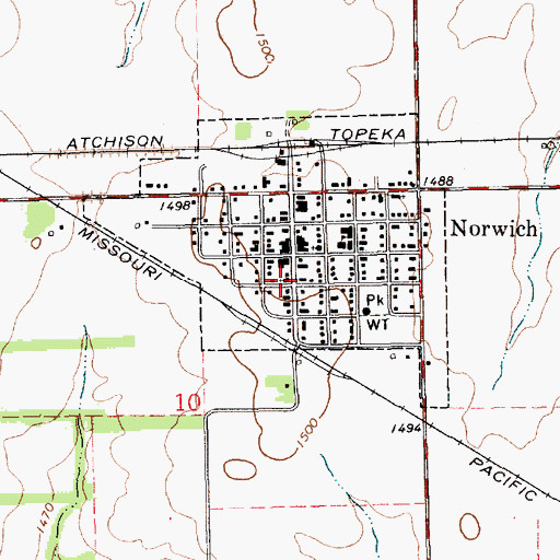 Topographic Map of Norwich Christian Church, KS