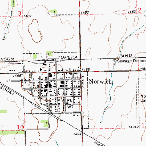 Topographic Map of Norwich Church of Christ, KS