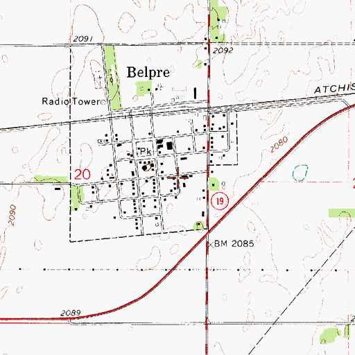 Topographic Map of Saint Bernard's Catholic Church, KS