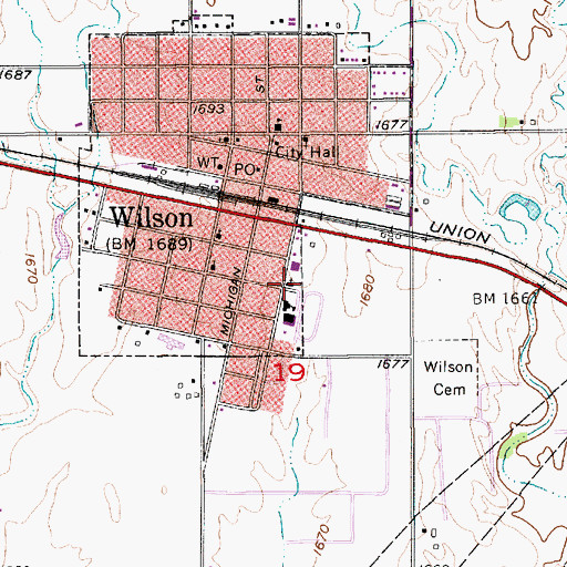 Topographic Map of Saint Wenceslaus Catholic Church, KS