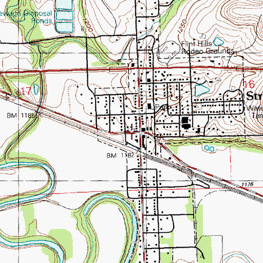 Topographic Map of Strong City United Methodist Church, KS
