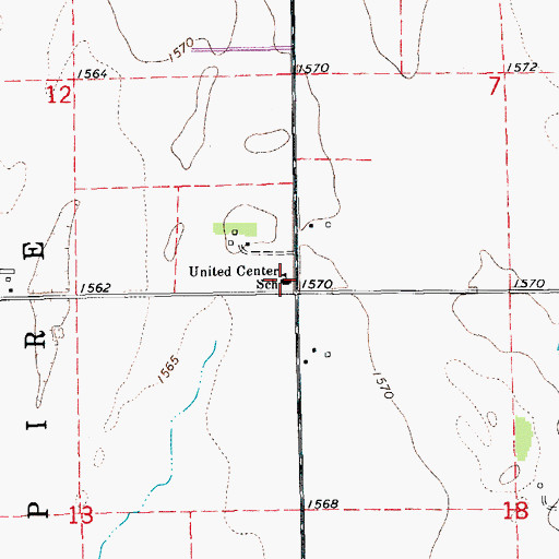 Topographic Map of United Center Church, KS