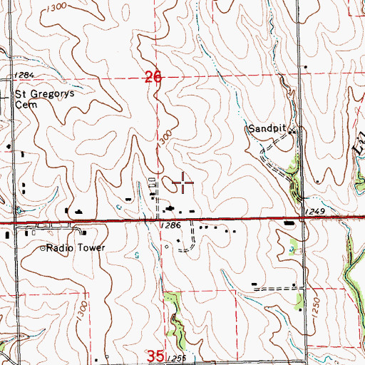 Topographic Map of Vineyard Community Church, KS