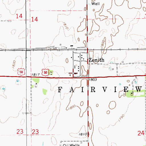 Topographic Map of Zenith Community Church, KS