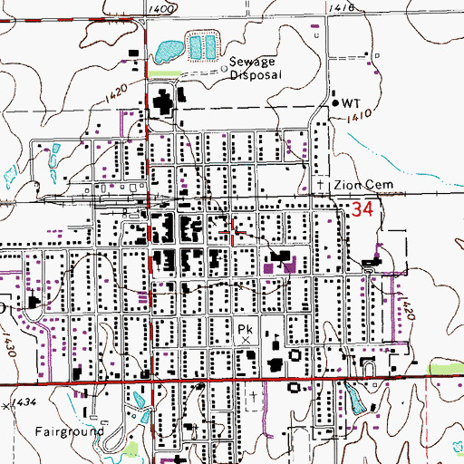 Topographic Map of Zion Lutheran Church, KS