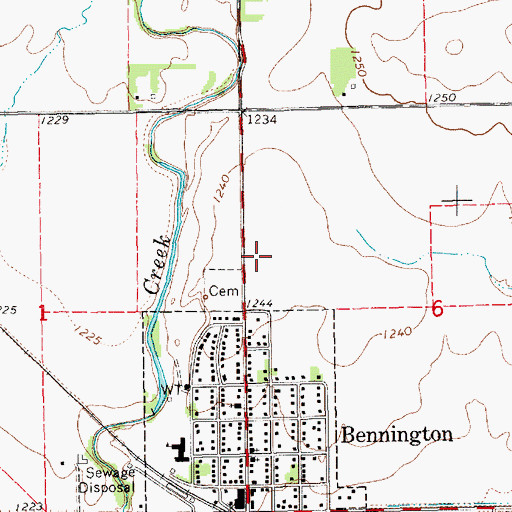 Topographic Map of Bennington Bible Church, KS