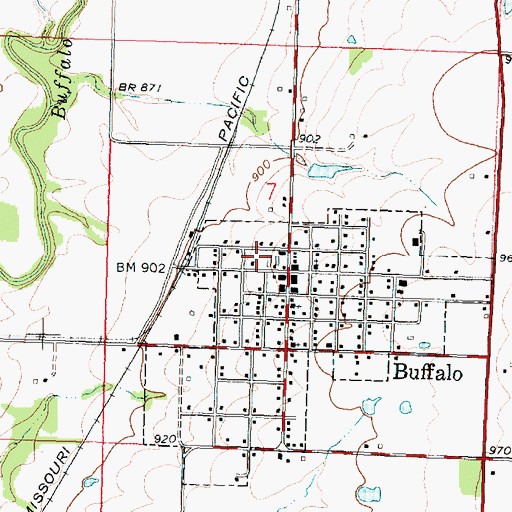 Topographic Map of Buffalo Community Church, KS