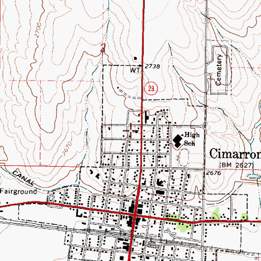 Topographic Map of First Baptist Church, KS