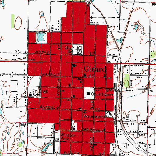 Topographic Map of First Christian Church, KS