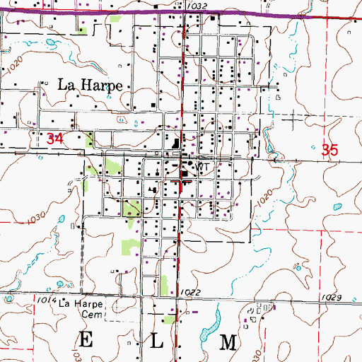 Topographic Map of La Harpe Christian Church, KS