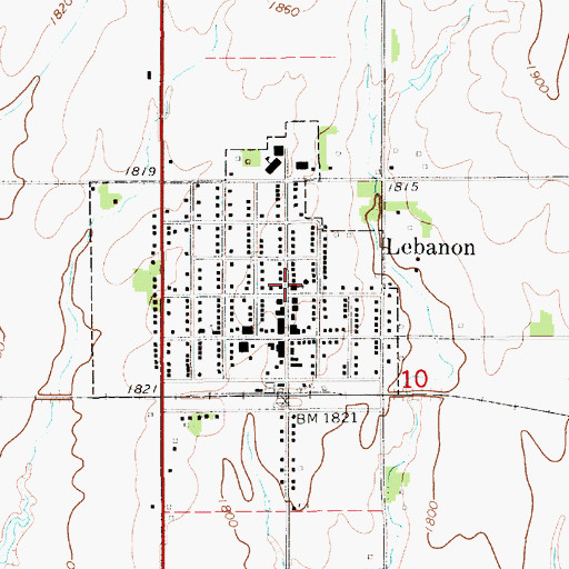 Topographic Map of Lebanon United Methodist Church, KS