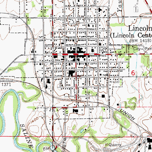 Topographic Map of Lincoln Community Church, KS