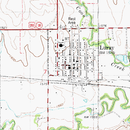Topographic Map of Luray United Methodist Church, KS