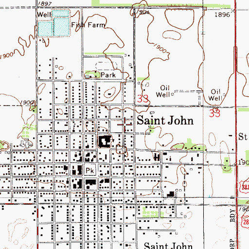 Topographic Map of Saint John Church of Christ, KS