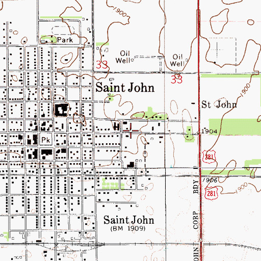 Topographic Map of Saint John the Apostle Catholic Church, KS
