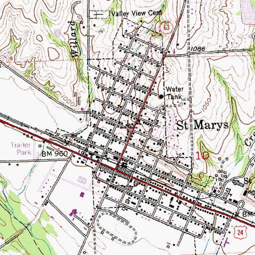 Topographic Map of Saint Marys Bible Baptist Church, KS