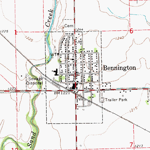 Topographic Map of United Church of Bennington, KS