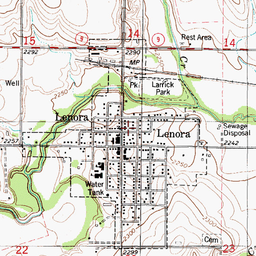 Topographic Map of United Parish of Lenora, KS