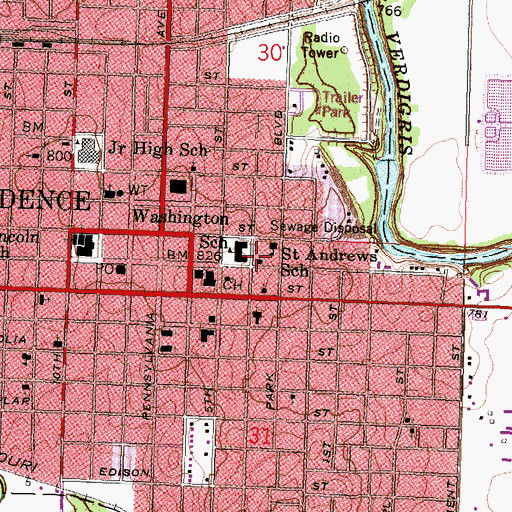 Topographic Map of Saint Andrew Catholic Church, KS