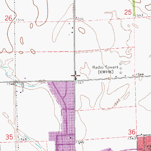 Topographic Map of Crossroads Christian Church, KS