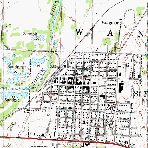 Topographic Map of Saint Francis Community Church, KS