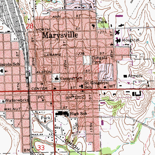 Topographic Map of Saint Gregory the Great Catholic Church, KS