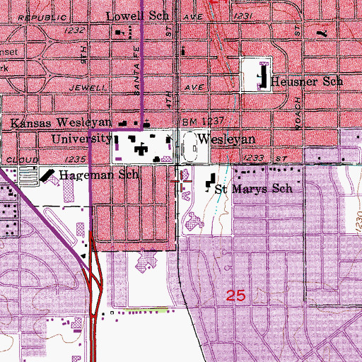 Topographic Map of Saint Mary Queen of the Universe Catholic Church, KS