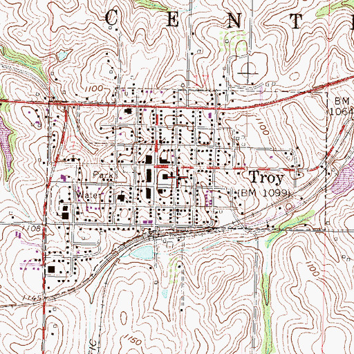Topographic Map of Troy Christian Church, KS