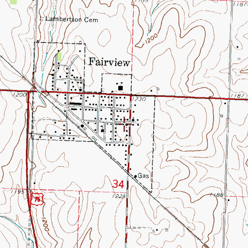 Topographic Map of Fairview United Church of Christ, KS