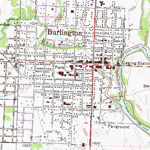 Topographic Map of Burlington United Methodist Church, KS