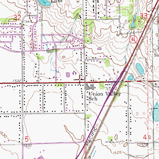 Topographic Map of Union Valley Bible Church, KS