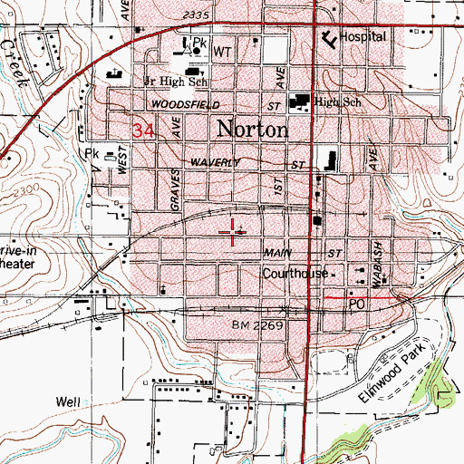 Topographic Map of Community Full Gospel Church, KS