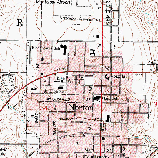 Topographic Map of Immanuel Lutheran Church, KS