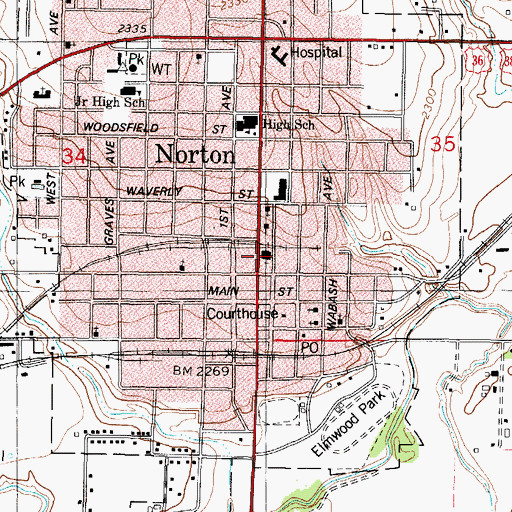 Topographic Map of Norton Christian Church, KS