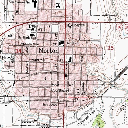 Topographic Map of Trinity Episcopal Church, KS