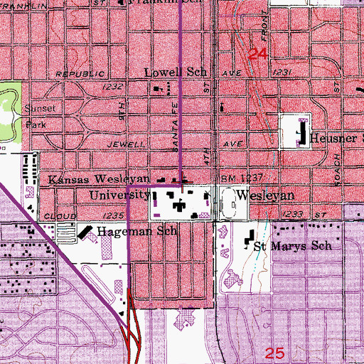 Topographic Map of University United Methodist Church, KS