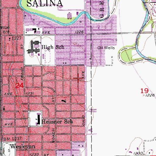 Topographic Map of Salina Unitarian Universalist Fellowship, KS