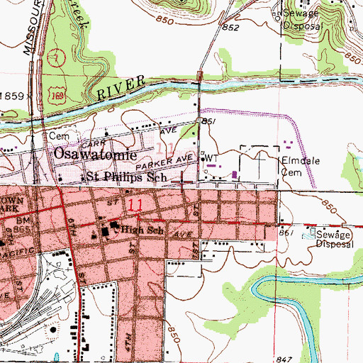 Topographic Map of Vineyard of Hope Assembly of God Church, KS