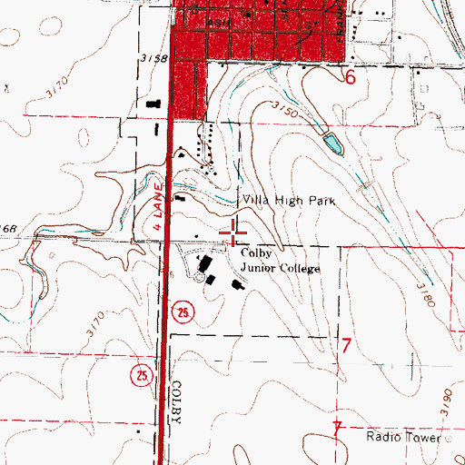 Topographic Map of Ascension on the Prairie Episcopal Church, KS