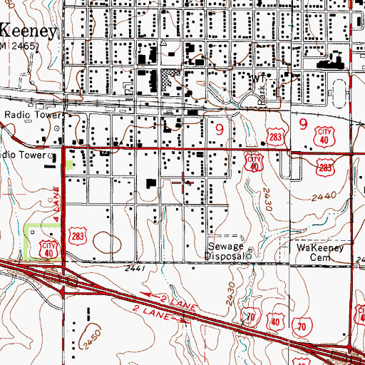 Topographic Map of Bethany Baptist Church, KS
