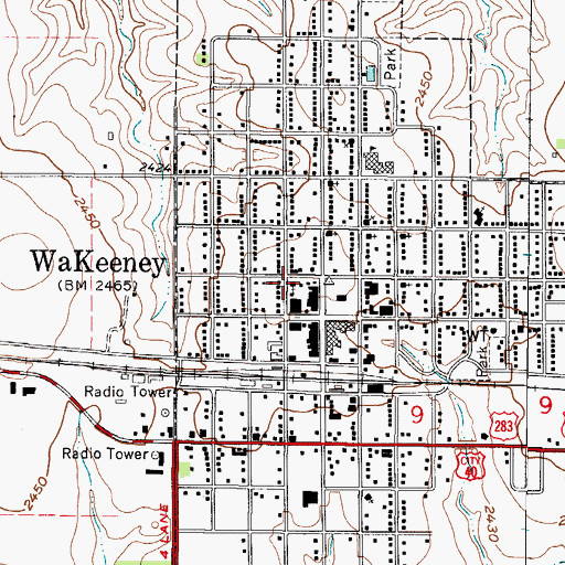 Topographic Map of Harvestime Assembly of God Church, KS