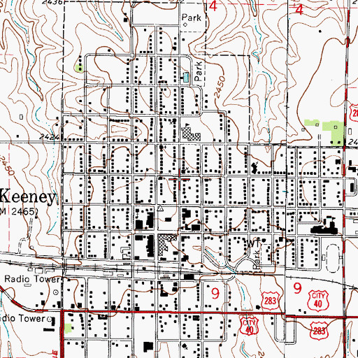 Topographic Map of WaKeeney Presbyterian Church, KS