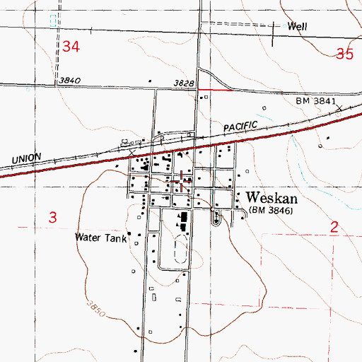 Topographic Map of Weskan Baptist Church, KS