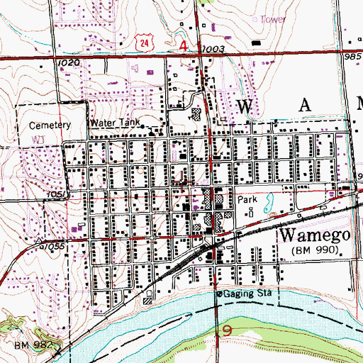 Topographic Map of Wamego First Presbyterian Church, KS