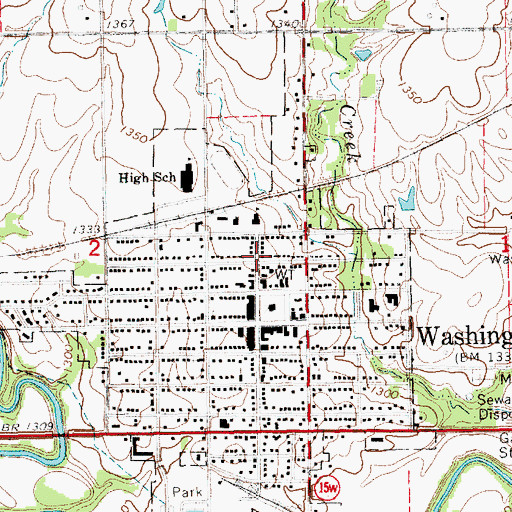 Topographic Map of Washington Christian Church, KS