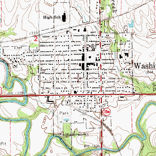 Topographic Map of Washington First Baptist Church, KS