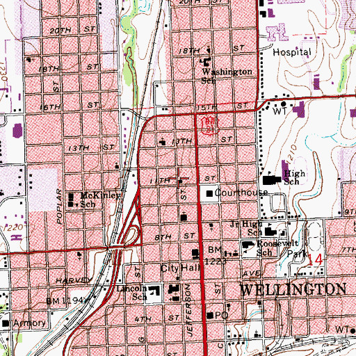 Topographic Map of Wellington Seventh Day Adventist Church, KS