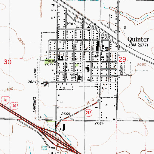 Topographic Map of Quinter Church of the Brethren, KS