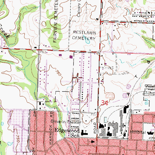 Topographic Map of Westside Christian Church, KS